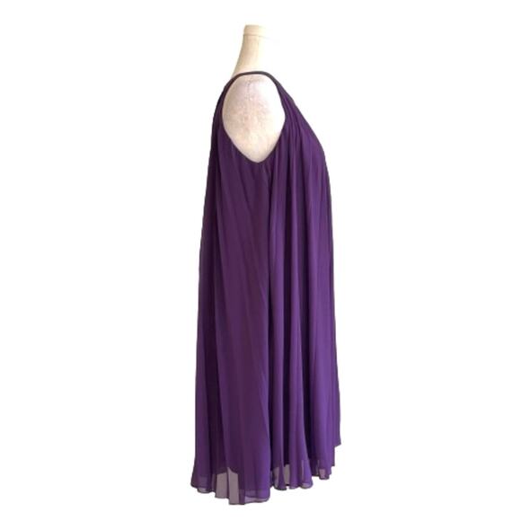 New York & Co Purple Halter Sleeveless Pleated Chiffon Overlay Dress Small NEW - Picture 5 of 12